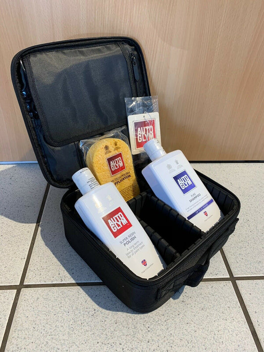 Genuine AUTOGLYM 5Pc SHAMPOO CLEANING POLISH VALETING BAG KIT CAR WASH SET Black