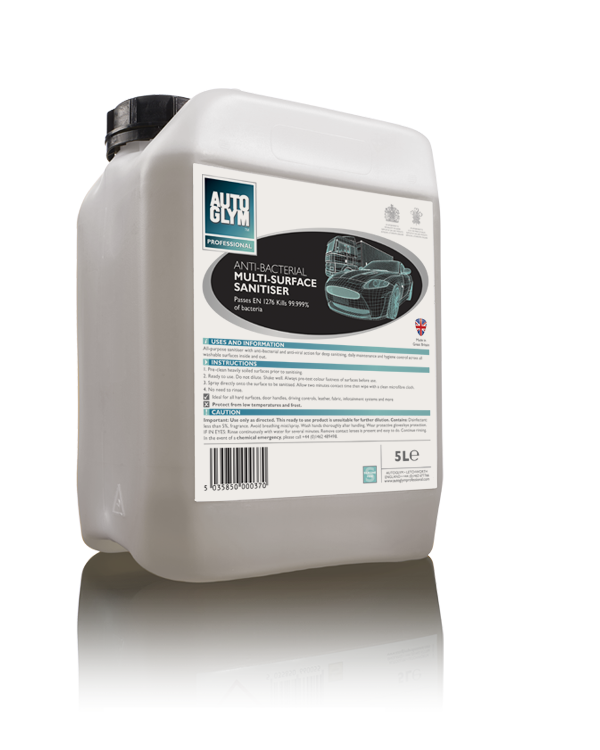 NEW Autoglym Antibacterial Sanitiser Multi-Surface 5L 5 Litre FREE AIR FRESHENER