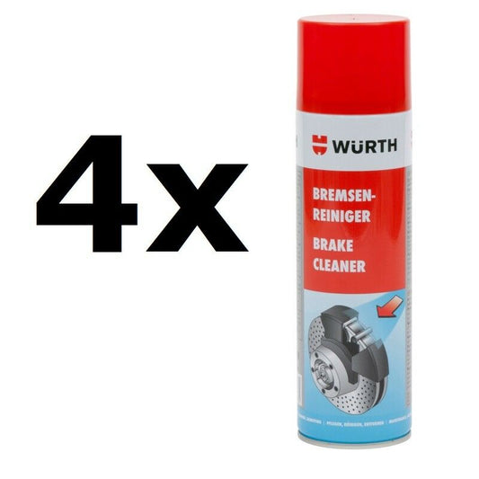 4x NEW Genuine WURTH Brake Cleaner Aerosol Solvent Spray 500ml = 2000ml 08901087