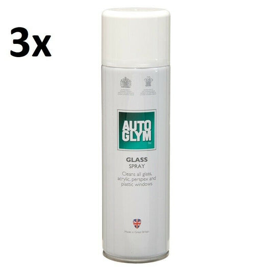 3x NEW Autoglym GLASS SPRAY CLEANER Acrylic Perspex 450ml FREE GIFT