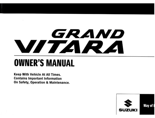NEW Genuine Suzuki GV Grand Vitara OWNERS HANDBOOK MANUAL 99011-78KM2-01E